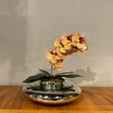 Ver imagem 3 de Arranjo Centro de Mesa Orquídea Tigre Rosa Artificial Vaso Espelhado
