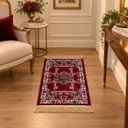 Ver imagem 2 de Tapete Persa Royal Vermelho 50x85cm Fio Acetinado - Decoração para Quarto e Sala