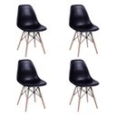 Ver imagem 4 de Conjunto de Mesa de Jantar Redonda 110cm Tampo de Madeira Preto com 4 Cadeiras Pretas - Cor: Preta