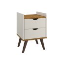Ver imagem 1 de Mesa de Cabeceira Juma 2 Gavetas Estilo Retro - Off White/freijó