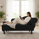 Ver imagem 1 de Recamier Decorativo Divã Amsterdã 147cm Lado Esquerdo Suede Preto