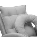 Ver imagem 7 de Kit Poltrona de Amamentação Base Giratória Balanço e Puff Angra Veludo - Sofa Store:Veludo Cinza Cla