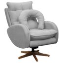 Ver imagem 3 de Kit Poltrona de Amamentação Base Giratória Balanço e Puff Angra Veludo - Sofa Store:veludo Cinza Cla