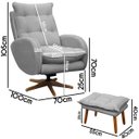 Ver imagem 6 de Kit Poltrona de Amamentação Base Giratória Balanço e Puff Angra Veludo - Sofa Store:Veludo Cinza Cla