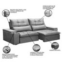 Ver imagem 5 de Sofá Retrátil Reclinável 3 Lugares 230cm Moritz F05 Veludo Prata - Mpozenato