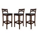 Ver imagem 1 de Kit 3 Banquetas Alta Estofada para Bancada Madri Madeira Capuccino Suede Cinza Ccs