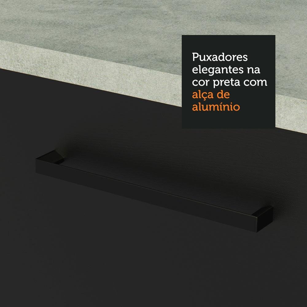 Balcão de Pia Cozinha 2 Portas e 3 Gavetas Branco/Preto Agata Madesa - 8