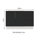 Ver imagem 3 de Balcão de Pia Cozinha 2 Portas e 3 Gavetas Branco/Preto Agata Madesa