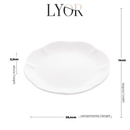 Prato Para Sobremesa De Porcelana Wave Branco 20Cm - Lyor - 6