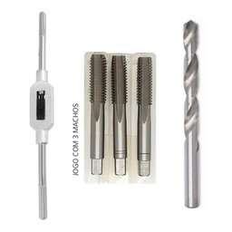 Jogo Macho Manual Aço Liga-m3x0,5 + Broca 2,5mm + Vira Macho - 1