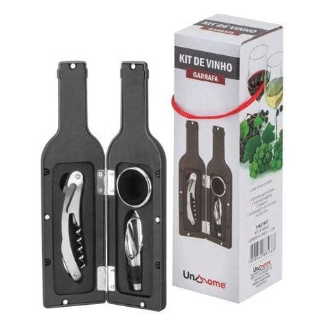 Kit de Vinho Garrafa com 4 Peças