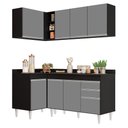 Ver imagem 1 de Armário de Cozinha Modulado de Canto Direito 4 Peças Cp38 Balcão com Tampo Preto/cinza - Lumil Lumil