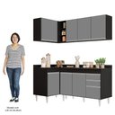 Ver imagem 5 de Armário de Cozinha Modulado de Canto Direito 4 Peças Cp38 Balcão com Tampo Preto/cinza - Lumil Lumil