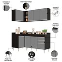 Ver imagem 3 de Armário de Cozinha Modulado de Canto Direito 4 Peças Cp38 Balcão com Tampo Preto/cinza - Lumil Lumil