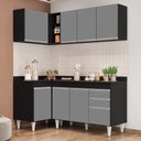 Ver imagem 2 de Armário de Cozinha Modulado de Canto Direito 4 Peças Cp38 Balcão com Tampo Preto/cinza - Lumil Lumil