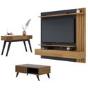 Ver imagem 1 de Painel para Tv Home Suspenso Juriti 1.8 com Mesa de Centro Jeri e Aparador Riviera Noce Milano Preto