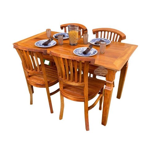 Mesa Madeira de Demolição 140cm X 70cm com 4 Cadeiras Leque Sudeste Rústico