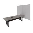 Ver imagem 3 de Mesa Escritório 2,70m 2 Cx de Tomada e Painel de Tv Duplo F5 Cor:cinza Sagrado com Preto