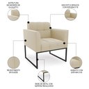 Ver imagem 5 de Sofá Namoradeira e 2 Poltronas Base Industrial Preto Ana Suede Bege - Ibiza