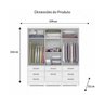 Roupeiro Panan Luiza Slide Glass 3 Portas de Correr, 7 Gavetas e Pés e Espelho - Branco - 5