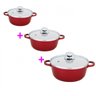 kit com 3 panela clink Rev de ceramica vermelha 16cm 20cm 24cm - 1