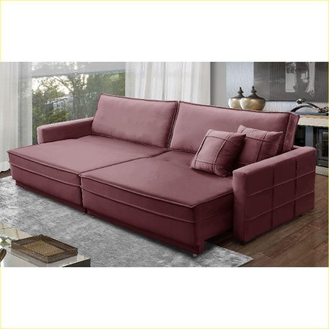 Sofá Cama Retrátil e Reclinável 2,30m com Molas Karina Veludo Rover & Beato