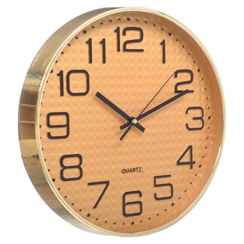 Relógio de Parede 30 Cm Decorativo Silencioso Re-093 Pgb Dourado