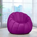 Ver imagem 2 de Kit Poltrona Base Giratória e Puff Concha Decorativo Veludo Cor Roxo