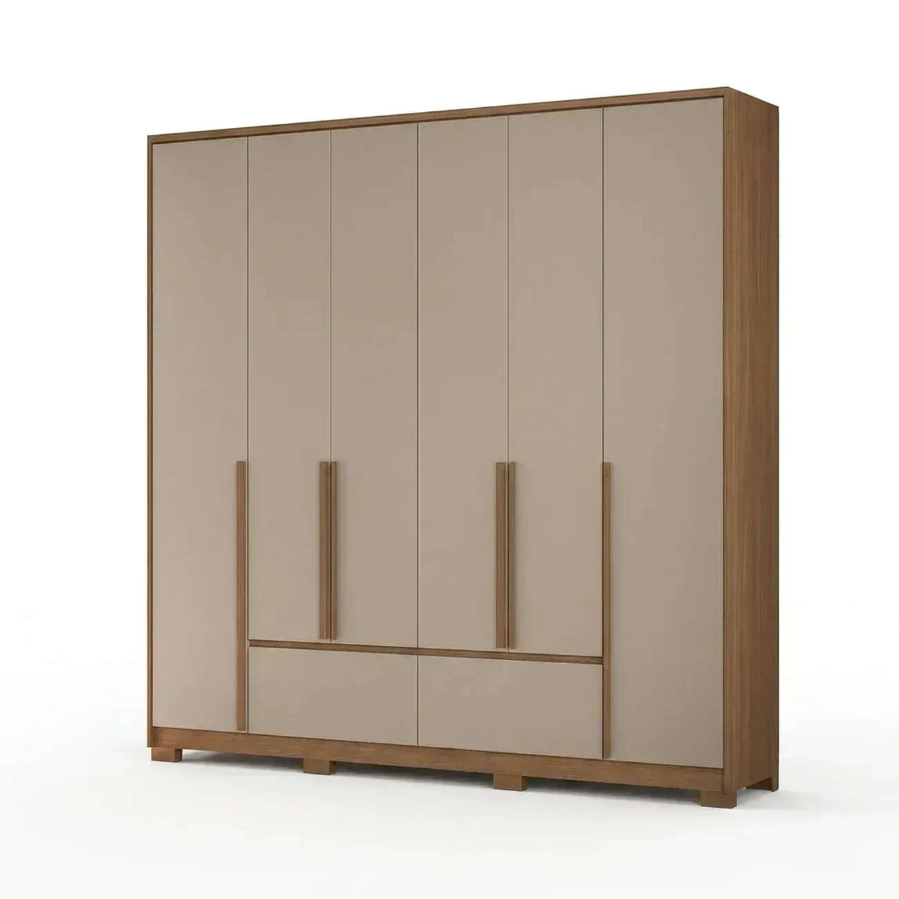 Ver imagem 2 de Guarda-Roupa Casal 6 Portas 4 Gavetas com Pés Denver Carvalho e Fendi