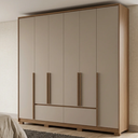 Ver imagem 1 de Guarda-Roupa Casal 6 Portas 4 Gavetas com Pés Denver Carvalho e Fendi