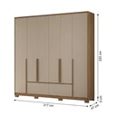 Ver imagem 3 de Guarda-Roupa Casal 6 Portas 4 Gavetas com Pés Denver Carvalho e Fendi