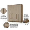 Ver imagem 4 de Guarda-Roupa Casal 6 Portas 4 Gavetas com Pés Denver Carvalho e Fendi