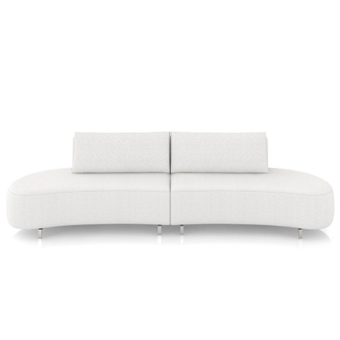 Sofá 4 Lugares para Sala Living Orgânico Pés Metálicos 260cm Shui P08 Bouclê Branco - Lyam Decor