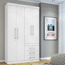 Ver imagem 1 de Guarda-roupa Solteiro 4 Portas e 3 Gavetas Plus Flex Branco/fucsia