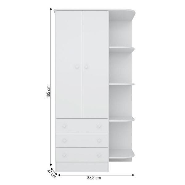 Guarda-Roupa Infantil com 2 Portas 3 Gavetas e Cantoneira Doce Sonho Branco 825 - 3