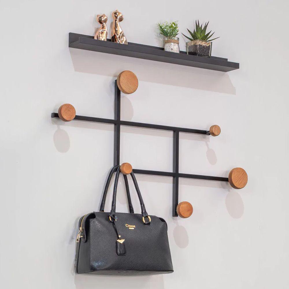 Cabideiro Design De Parede Preto | MadeiraMadeira