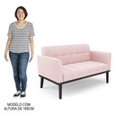 Ver imagem 5 de Sofá Namoradeira Base Madeira Preto Ana Suede Rosa Bebê - Ibiza