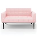 Ver imagem 6 de Sofá Namoradeira Base Madeira Preto Ana Suede Rosa Bebê - Ibiza