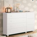 Ver imagem 2 de Cômoda Infantil 4 Gavetas E Cabideiro Premium Potente Branco Acetinado