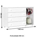 Ver imagem 4 de Cômoda Infantil 4 Gavetas E Cabideiro Premium Potente Branco Acetinado