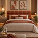 Ver imagem 2 de Cabeceira Cama Box Casal 138cm Estofada Bouclé Boss:Terra Cota
