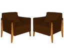 Ver imagem 1 de Kit 2 Poltronas Decorativa Sophia Suede Marrom Pés Madeira Mz Decor