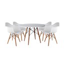 Ver imagem 1 de Mesa de Jantar Redonda em Madeira 90cm Branca com 4 Poltronas Brancas Branco