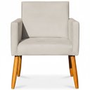 Ver imagem 5 de Poltrona Decorativa para Sala de Estar e Recepção Nina B01 Veludo Areia - Annie Decor