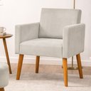 Ver imagem 2 de Poltrona Decorativa para Sala de Estar e Recepção Nina B01 Veludo Areia - Annie Decor