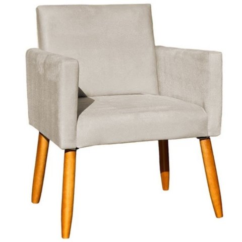 Poltrona Decorativa para Sala de Estar e Recepção Nina B01 Veludo Areia - Annie Decor