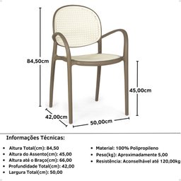 Kit 2 Cadeiras de Jantar Roma com Braço para Sala e Cozinha - 2