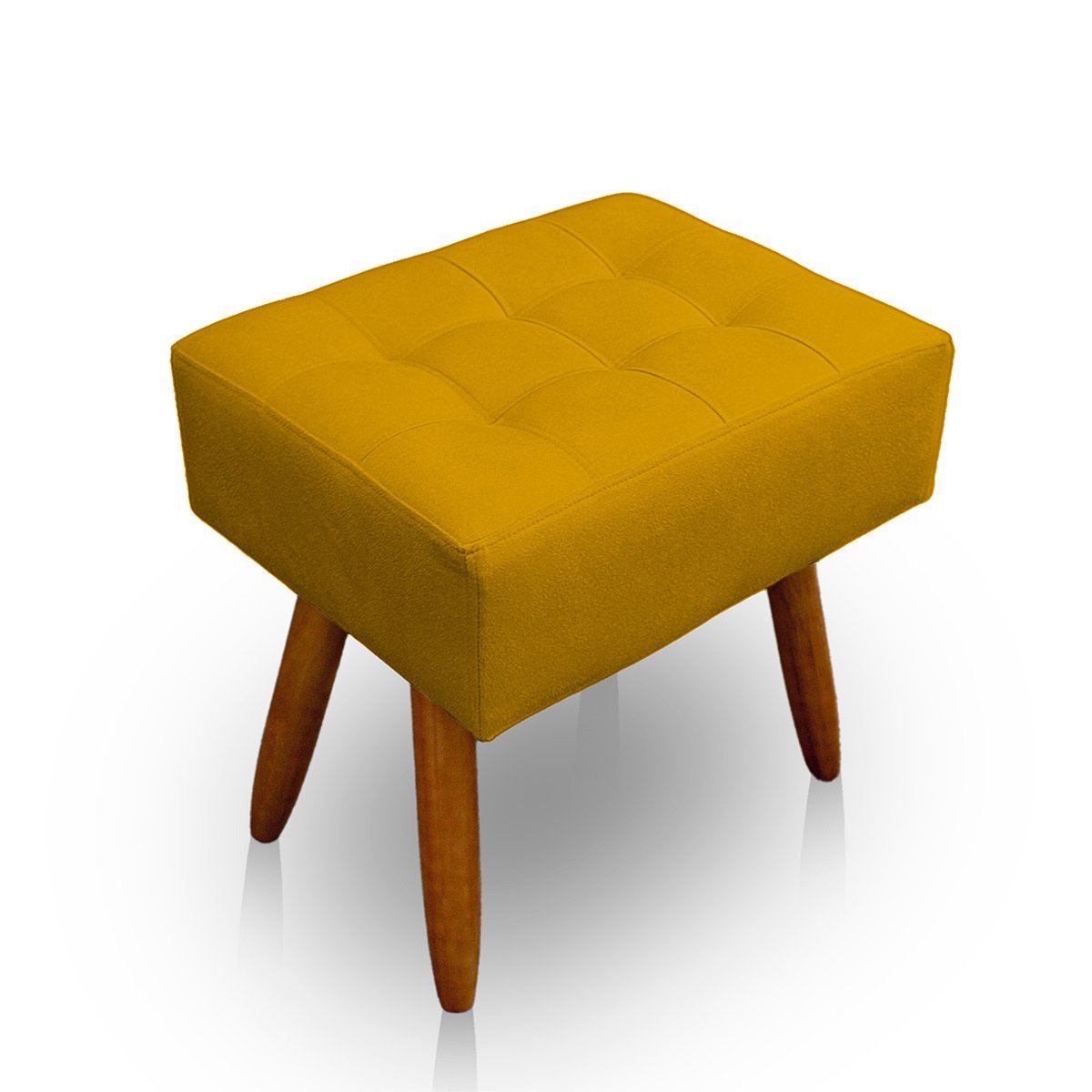 Kit 2 Poltronas Gênesis 1 Puff Retangular Decorativos Sala e Quarto Pés Palito Suede Amarelo - 4