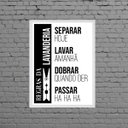 Ver imagem 1 de Quadro Regras Da Lavanderia Humor 45x34cm - com vidro:Madeira branca