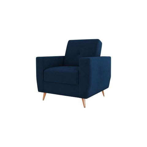 Poltrona Cadeira Decorativa Pamela Sala Escritório Veludo Azul Matrix